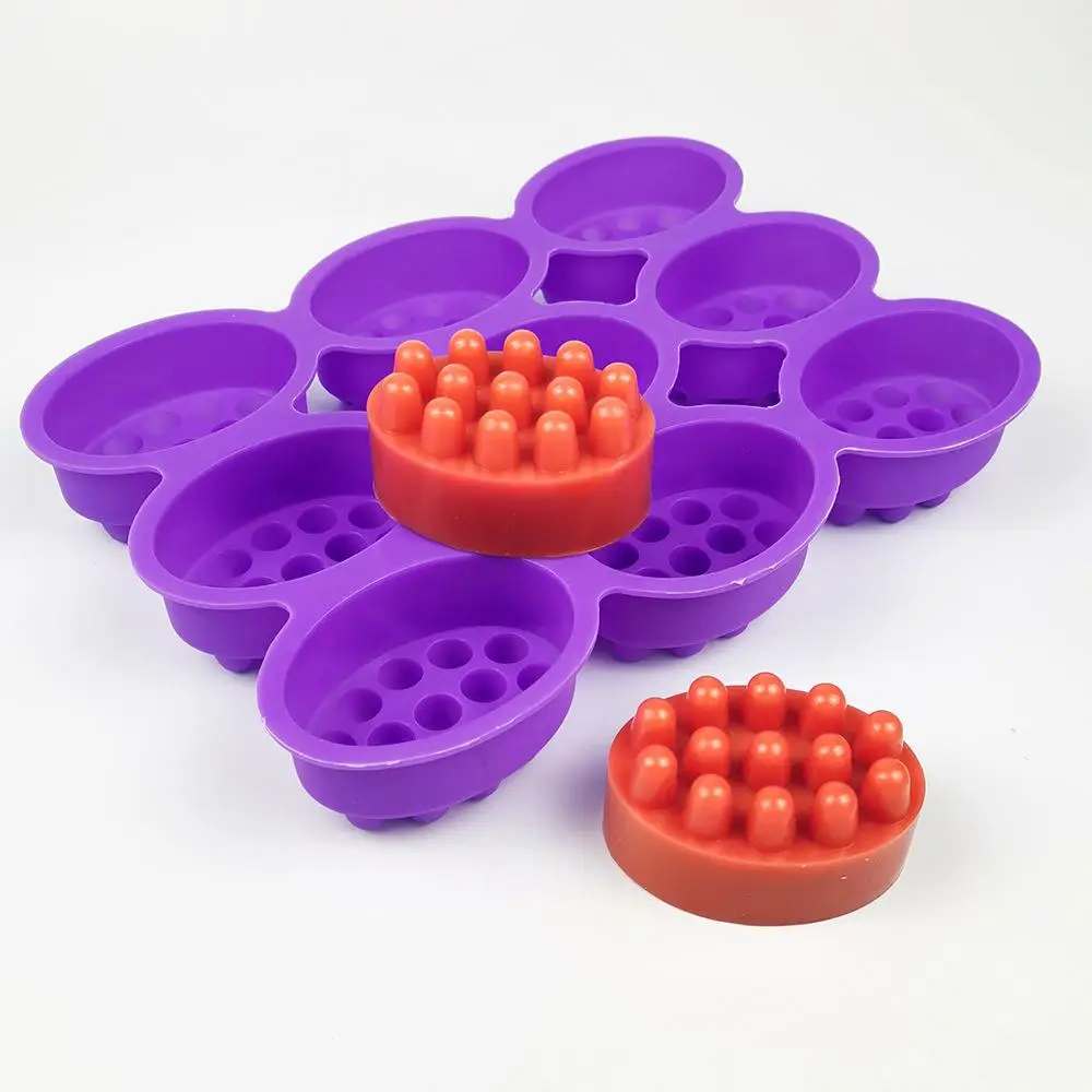 Soap Making Kit For Beginners - 2 穴シリコーン石鹸型オーバルマッサージ手作り石鹸 9 偶数マッサージ型手作り石鹸型