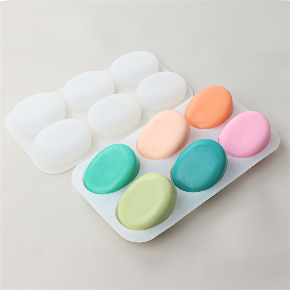6 穴ラウンド楕円形シリコーン石鹸金型 DIY 平底ボールシ - Soap Making Kit For Beginners のレビューと価格