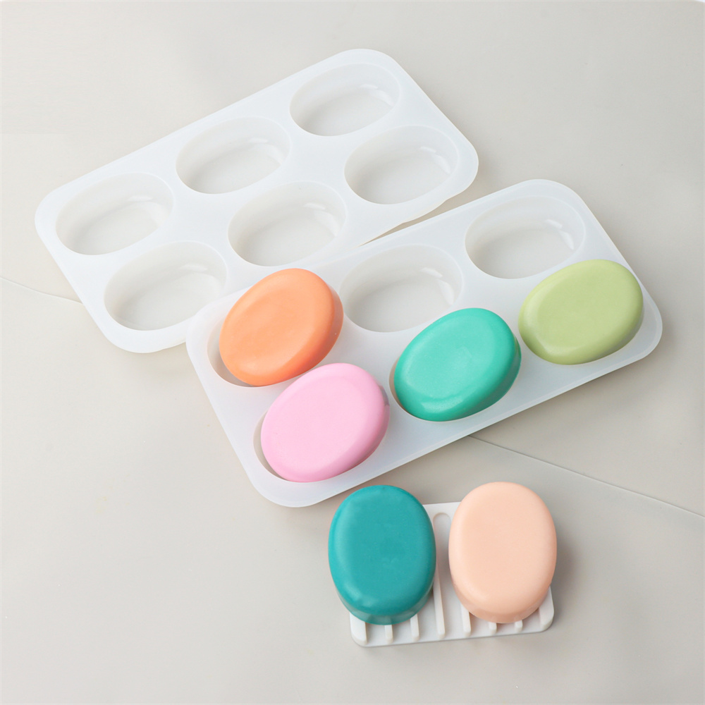 6 穴ラウンド楕円形シリコーン石鹸金型 DIY 平底ボールシ - Soap Making Kit For Beginners のレビューと価格